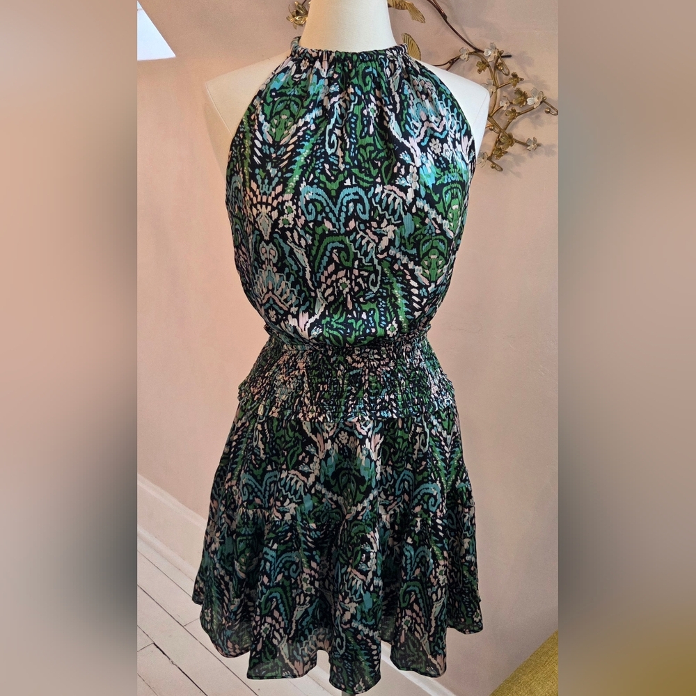 Pinch Green and Black Patterned Mini Dress
